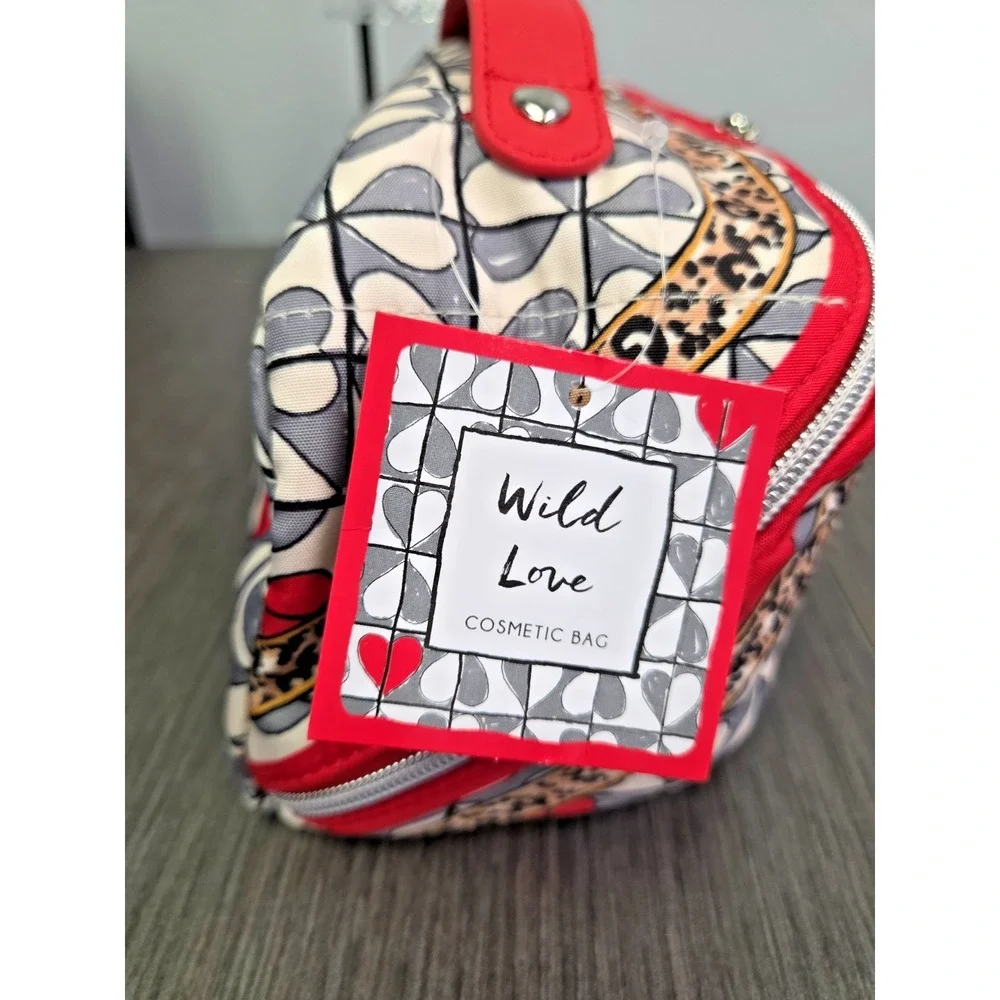 NWT Brighton Wild Love Cosmetic Bag Travel Bag Hearts Leopard w/ bonus pouch $78